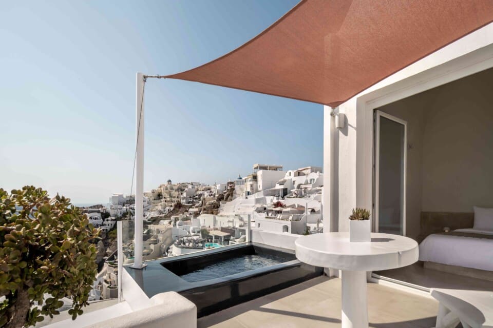 Balcony view from Exclusive Suite with Infinity Jacuzzi in Alta Mare by Andronis Hotel, Santorini