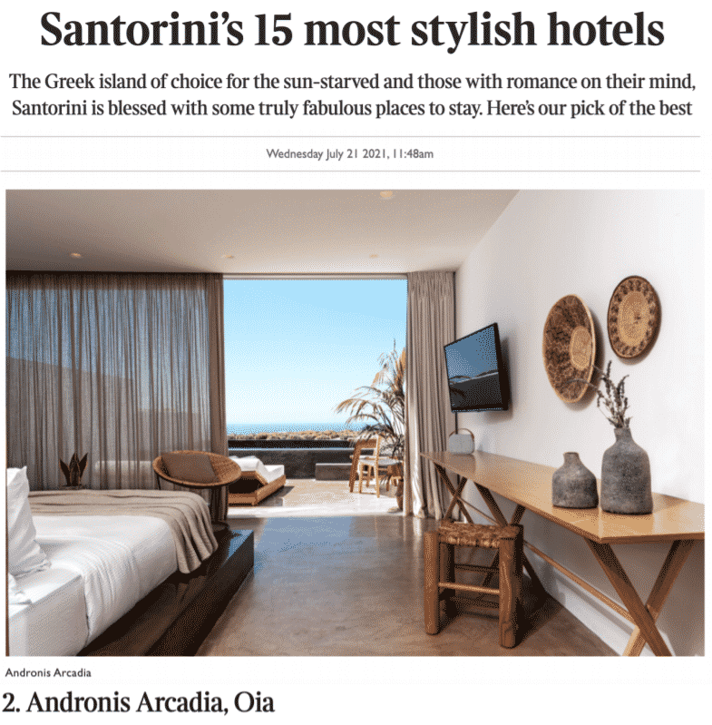 Andronis Arcadia featured in The Times