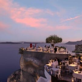 Terrace of Lycabettus Restaurant in Santorini