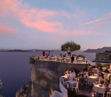 Terrace of Lycabettus Restaurant in Santorini