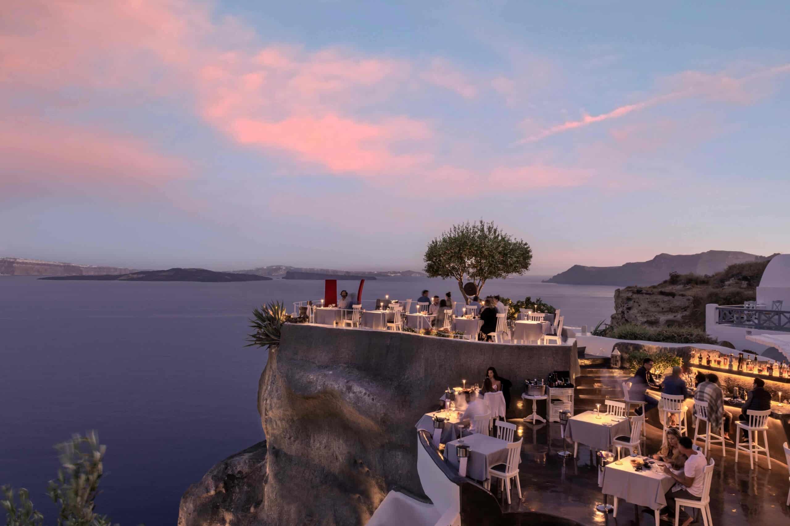 Terrace of Lycabettus Restaurant in Santorini