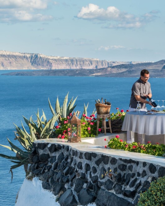 view from on of the best restaurants in Santorini