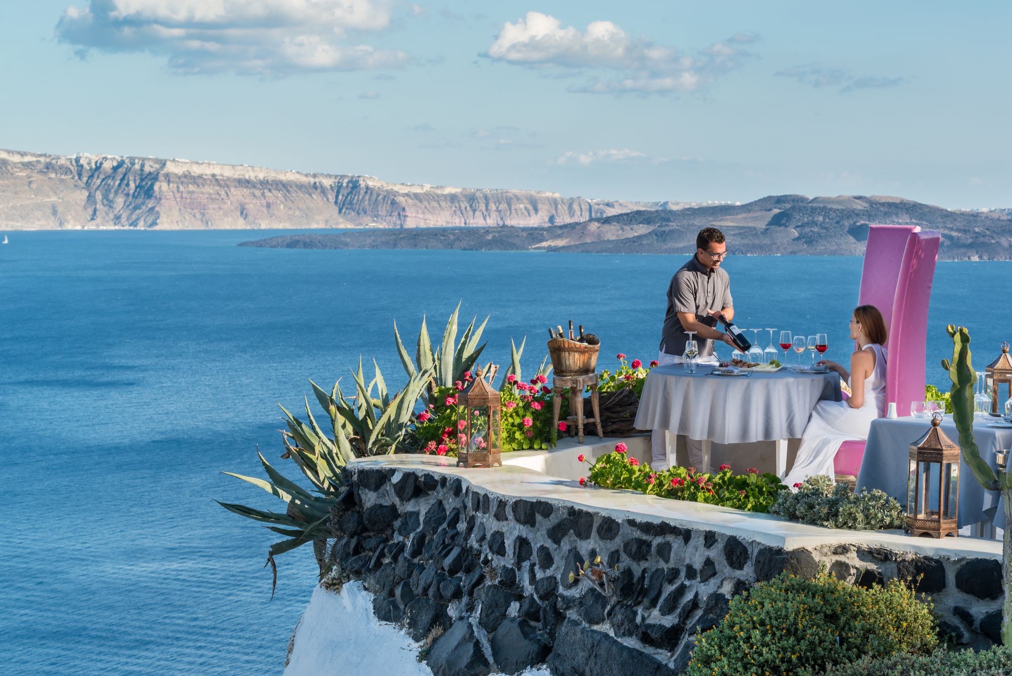 view from on of the best restaurants in Santorini