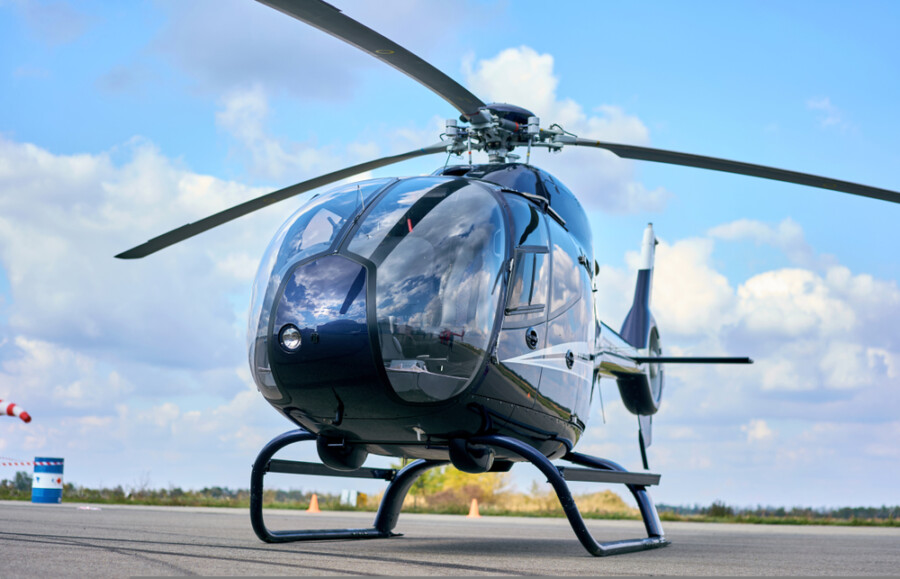 Small,Commercial,Helicopter,At,The,Airport